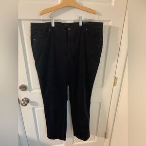 NWT Talbots Black Cotton Blend High Waist Straight Leg Baby Corduroy Pants 22W